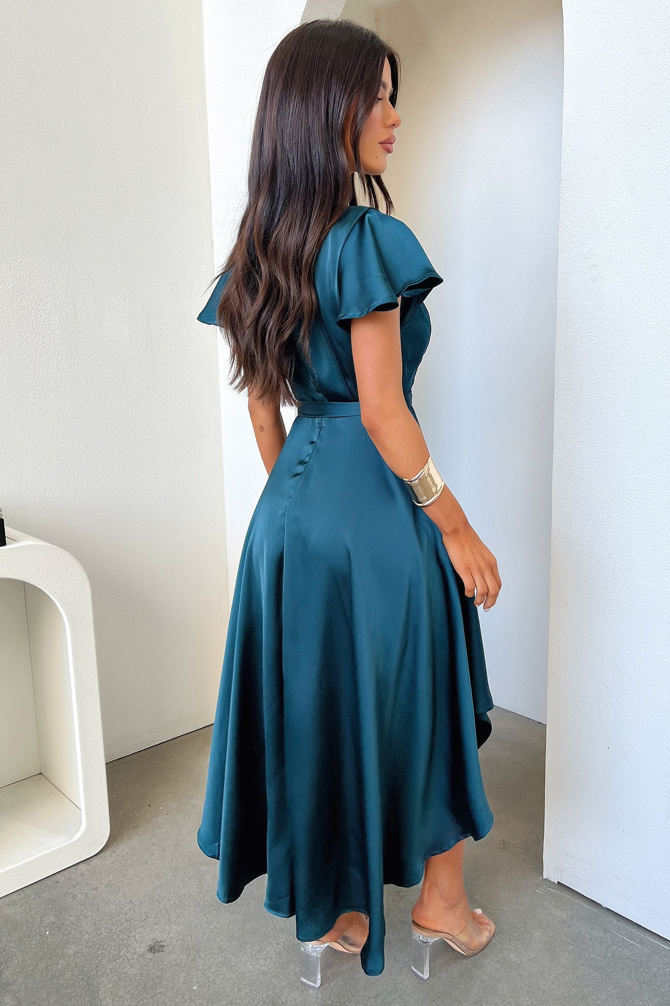 Amelia Silk Midi Dress - Emerald