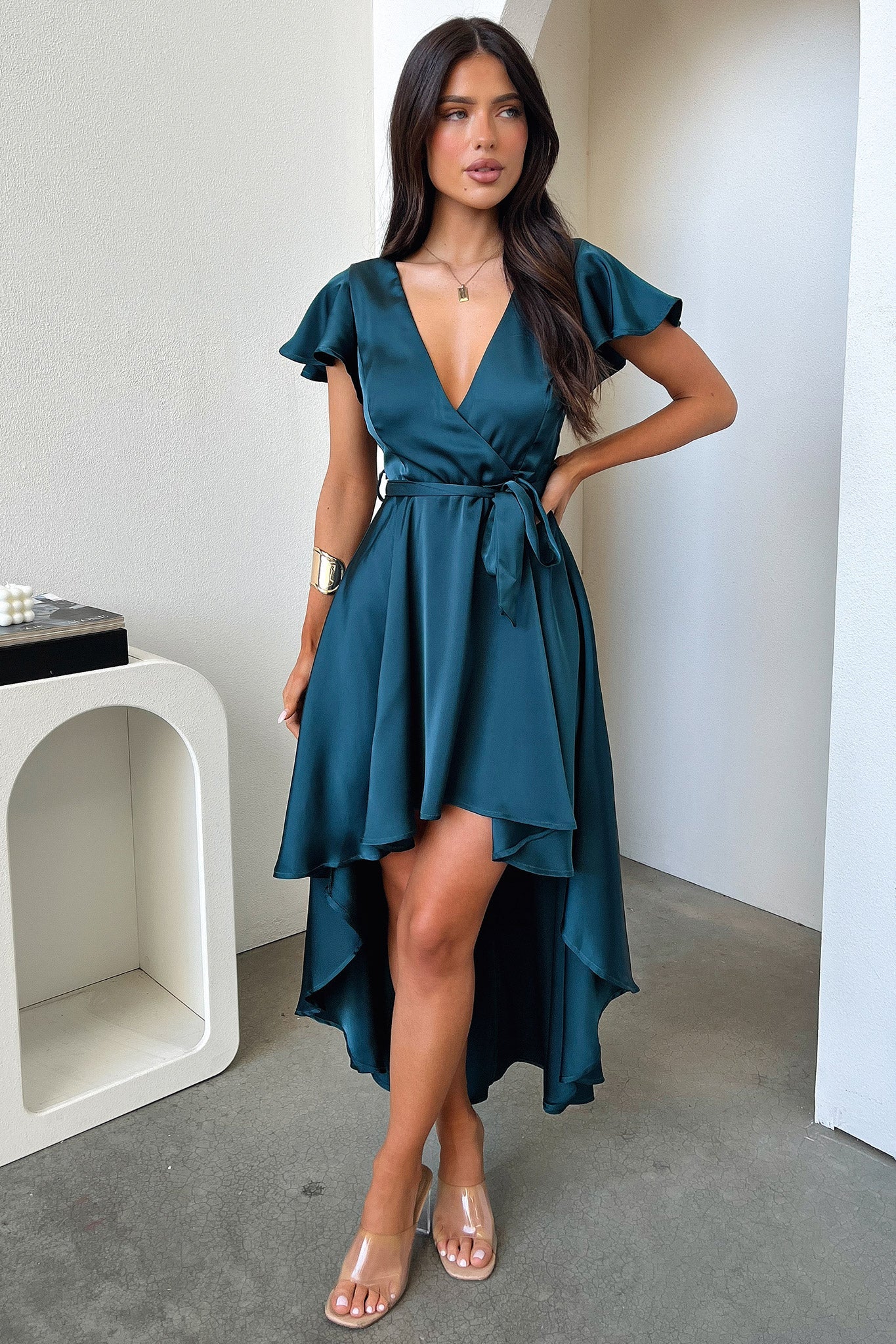 Amelia Silk Midi Dress - Emerald