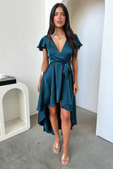 Amelia Silk Midi Dress - Emerald