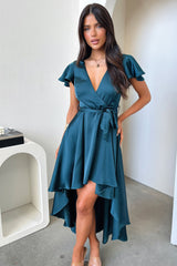 Amelia Silk Midi Dress - Emerald