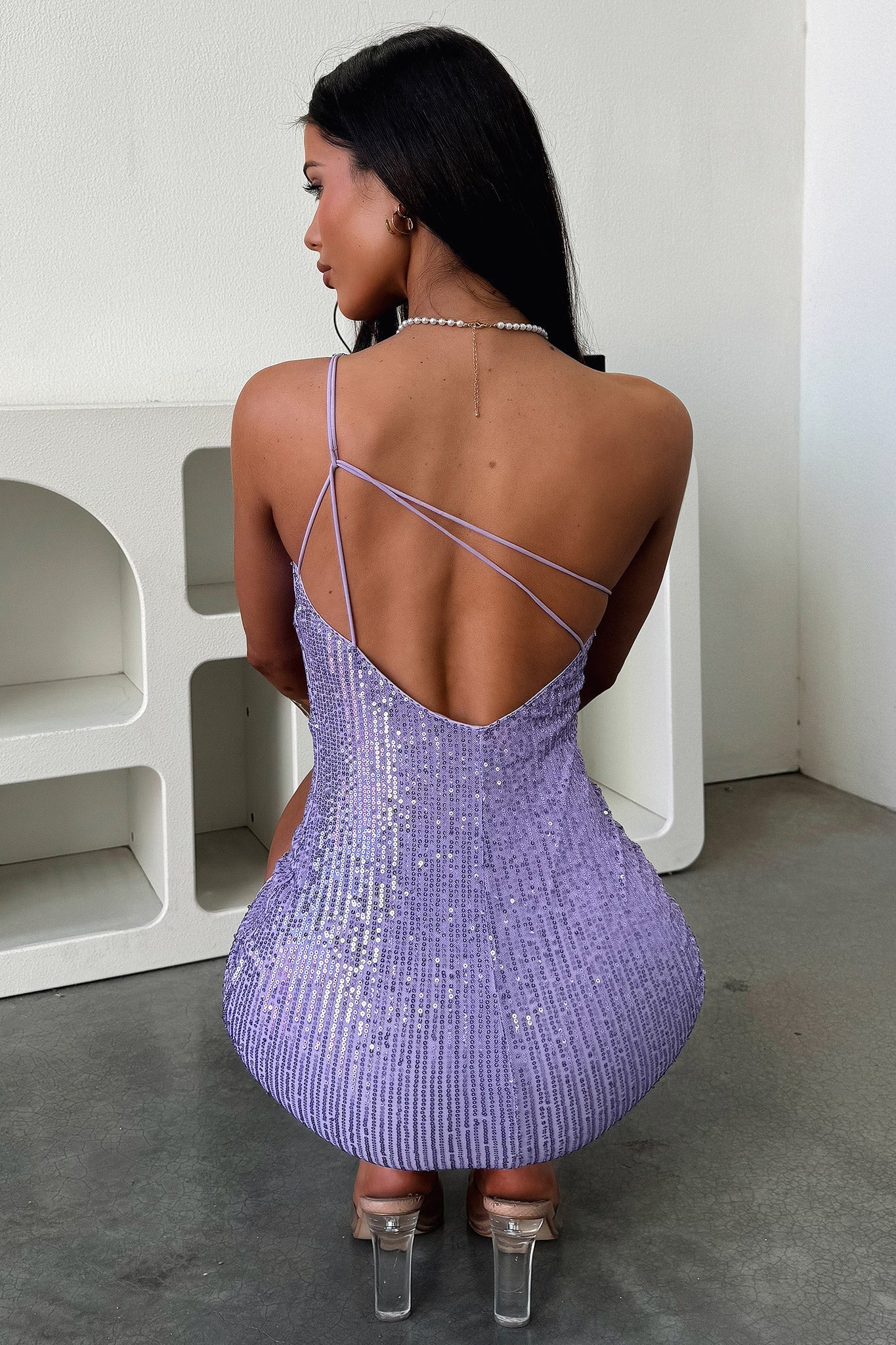 Bethany Mini Dress - Lilac Sequin