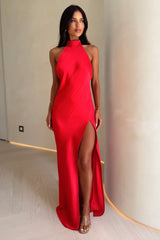 Darby High Neck Maxi Dress - Red